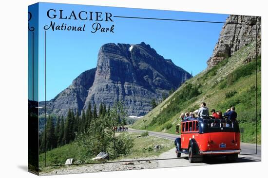 Glacier National Park, Montana - Going-to-the-Sun Road and Red Bus-Lantern Press-Stretched Canvas