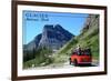 Glacier National Park, Montana - Going-to-the-Sun Road and Red Bus-Lantern Press-Framed Art Print