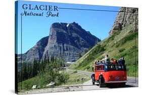 Glacier National Park, Montana - Going-to-the-Sun Road and Red Bus-Lantern Press-Stretched Canvas