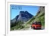 Glacier National Park, Montana - Going-to-the-Sun Road and Red Bus-Lantern Press-Framed Premium Giclee Print