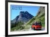 Glacier National Park, Montana - Going-to-the-Sun Road and Red Bus-Lantern Press-Framed Premium Giclee Print