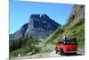 Glacier National Park, Montana - Going-to-the-Sun Road and Red Bus-Lantern Press-Mounted Art Print