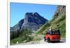 Glacier National Park, Montana - Going-to-the-Sun Road and Red Bus-Lantern Press-Framed Art Print