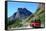 Glacier National Park, Montana - Going-to-the-Sun Road and Red Bus-Lantern Press-Framed Stretched Canvas