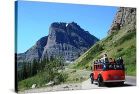 Glacier National Park, Montana - Going-to-the-Sun Road and Red Bus-Lantern Press-Stretched Canvas