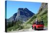 Glacier National Park, Montana - Going-to-the-Sun Road and Red Bus-Lantern Press-Stretched Canvas