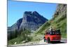 Glacier National Park, Montana - Going-to-the-Sun Road and Red Bus-Lantern Press-Mounted Art Print