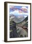 Glacier National Park, Montana - Great Northern Railway-Lantern Press-Framed Art Print