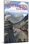 Glacier National Park, Montana - Great Northern Railway-Lantern Press-Mounted Art Print