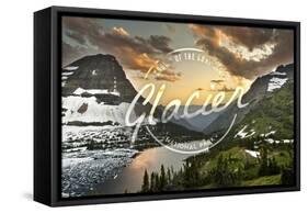 Glacier National Park, Montana - Hidden Lake and Bearhat Mountain - Badge-Lantern Press-Framed Stretched Canvas