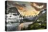 Glacier National Park, Montana - Hidden Lake and Bearhat Mountain - Badge-Lantern Press-Stretched Canvas