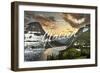 Glacier National Park, Montana - Hidden Lake and Bearhat Mountain - Badge-Lantern Press-Framed Art Print