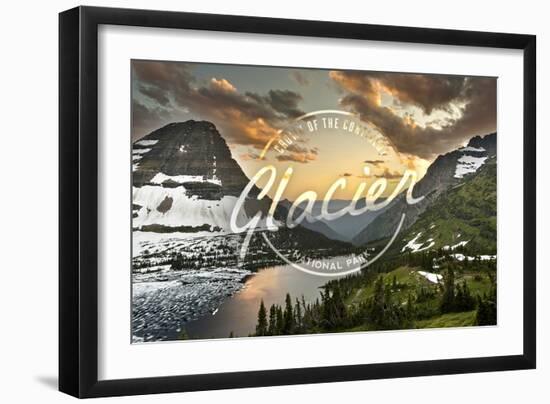 Glacier National Park, Montana - Hidden Lake and Bearhat Mountain - Badge-Lantern Press-Framed Art Print