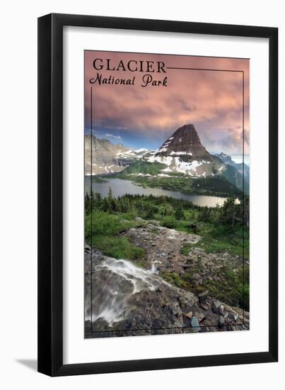 Glacier National Park, Montana - Hidden Lake and Bearhat Mountain Sunrise-Lantern Press-Framed Art Print