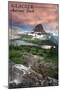 Glacier National Park, Montana - Hidden Lake and Bearhat Mountain Sunrise-Lantern Press-Mounted Art Print