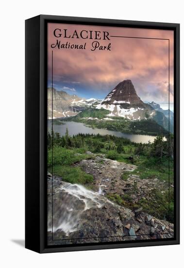 Glacier National Park, Montana - Hidden Lake and Bearhat Mountain Sunrise-Lantern Press-Framed Stretched Canvas