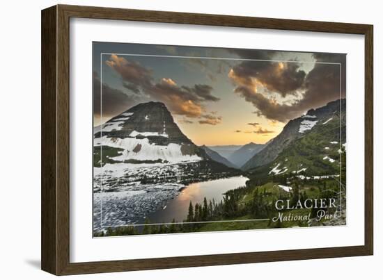 Glacier National Park, Montana - Hidden Lake and Bearhat Mountain-Lantern Press-Framed Art Print