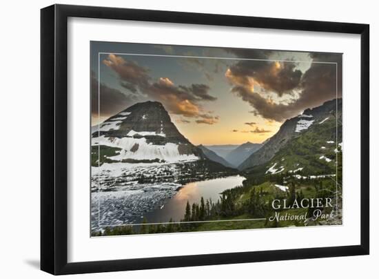 Glacier National Park, Montana - Hidden Lake and Bearhat Mountain-Lantern Press-Framed Art Print