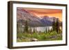 Glacier National Park, Montana - Lake and Peaks at Sunset-Lantern Press-Framed Art Print