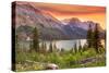 Glacier National Park, Montana - Lake and Peaks at Sunset-Lantern Press-Stretched Canvas