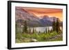 Glacier National Park, Montana - Lake and Peaks at Sunset-Lantern Press-Framed Art Print