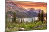 Glacier National Park, Montana - Lake and Peaks at Sunset-Lantern Press-Mounted Art Print