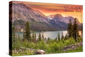 Glacier National Park, Montana - Lake and Peaks at Sunset-Lantern Press-Stretched Canvas