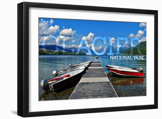 Glacier National Park, Montana - Lake McDonald Dock-Lantern Press-Framed Art Print