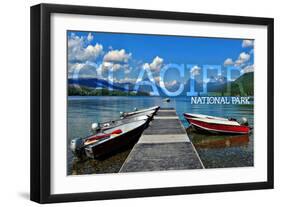 Glacier National Park, Montana - Lake McDonald Dock-Lantern Press-Framed Art Print