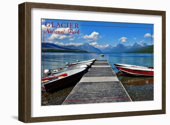 Glacier National Park, Montana - Lake McDonald Dock-Lantern Press-Framed Art Print