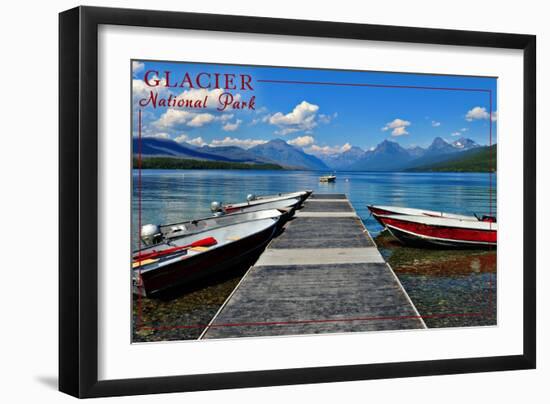 Glacier National Park, Montana - Lake McDonald Dock-Lantern Press-Framed Art Print