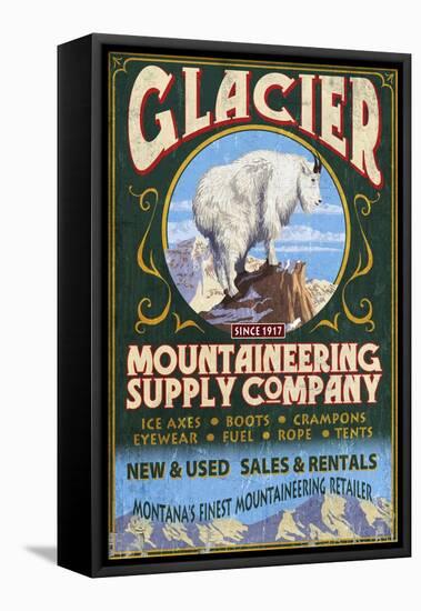 Glacier National Park, Montana - Mountain Goat-Lantern Press-Framed Stretched Canvas