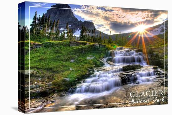 Glacier National Park, Montana - Mt. Reynolds and Sun Rays-Lantern Press-Stretched Canvas