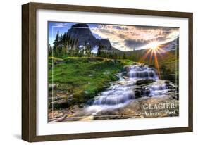 Glacier National Park, Montana - Mt. Reynolds and Sun Rays-Lantern Press-Framed Art Print