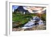 Glacier National Park, Montana - Mt. Reynolds and Sun Rays-Lantern Press-Framed Art Print