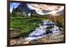 Glacier National Park, Montana - Mt. Reynolds and Sun Rays-Lantern Press-Framed Art Print