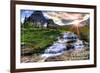 Glacier National Park, Montana - Mt. Reynolds and Sun Rays-Lantern Press-Framed Art Print