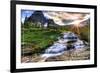 Glacier National Park, Montana - Mt. Reynolds and Sun Rays-Lantern Press-Framed Art Print