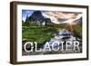 Glacier National Park, Montana - Mt. Reynolds and Sun Rays-Lantern Press-Framed Art Print