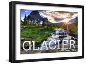 Glacier National Park, Montana - Mt. Reynolds and Sun Rays-Lantern Press-Framed Art Print