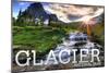 Glacier National Park, Montana - Mt. Reynolds and Sun Rays-Lantern Press-Mounted Art Print