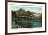 Glacier National Park, Montana, Panoramic View of Josephine Lake and Gould Mountain-Lantern Press-Framed Art Print