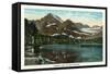 Glacier National Park, Montana, Panoramic View of Josephine Lake and Gould Mountain-Lantern Press-Framed Stretched Canvas