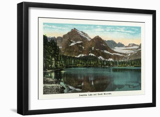Glacier National Park, Montana, Panoramic View of Josephine Lake and Gould Mountain-Lantern Press-Framed Art Print