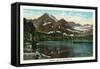 Glacier National Park, Montana, Panoramic View of Josephine Lake and Gould Mountain-Lantern Press-Framed Stretched Canvas