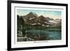 Glacier National Park, Montana, Panoramic View of Josephine Lake and Gould Mountain-Lantern Press-Framed Premium Giclee Print