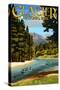 Glacier National Park, Montana - River Rafting-Lantern Press-Stretched Canvas