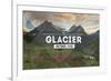 Glacier National Park, Montana - Rubber Stamp-Lantern Press-Framed Premium Giclee Print