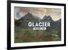 Glacier National Park, Montana - Rubber Stamp-Lantern Press-Framed Premium Giclee Print