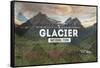 Glacier National Park, Montana - Rubber Stamp-Lantern Press-Framed Stretched Canvas